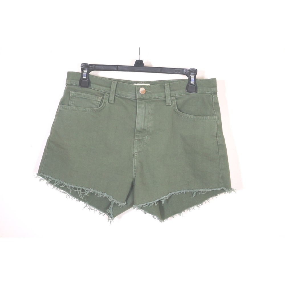 L'AGENCE Shorts Size 28 Olive Green High Rise Cutoff Denim